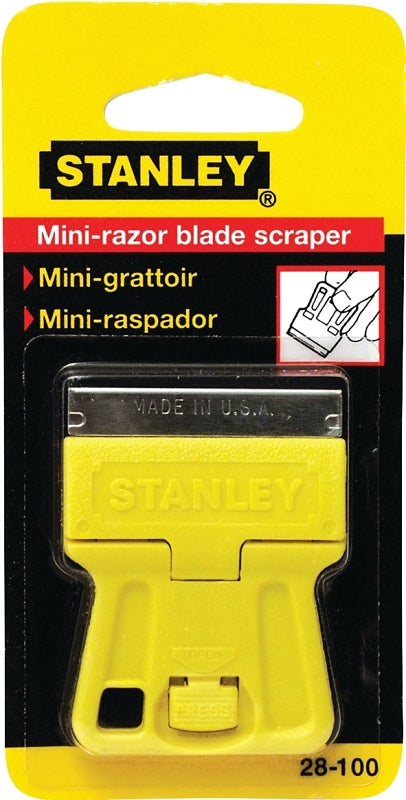 Stanley 28-100 Scraper, 1-1/2 in W Blade, 1-Edge, Razor Blade, HCS Blade, Plastic Handle, 1-13/16 in OAL