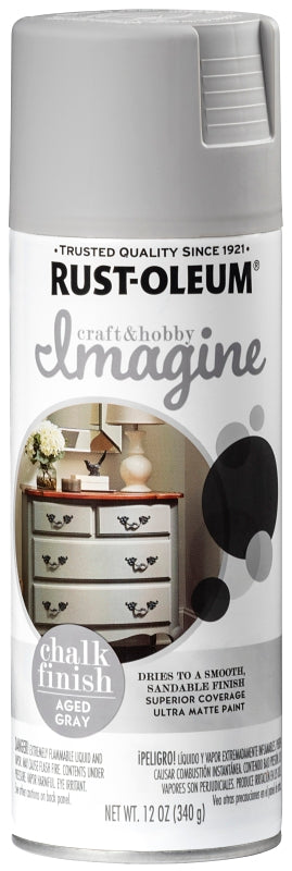 Rust-Oleum Imagine 354000 Craft Spray Paint, Chalk, Aged Gray, 12 oz, Can