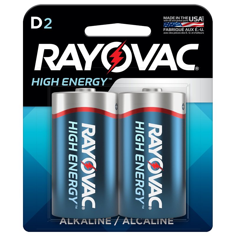 Rayovac HIGH ENERGY 813-2K Household Battery, D Battery, Alkaline