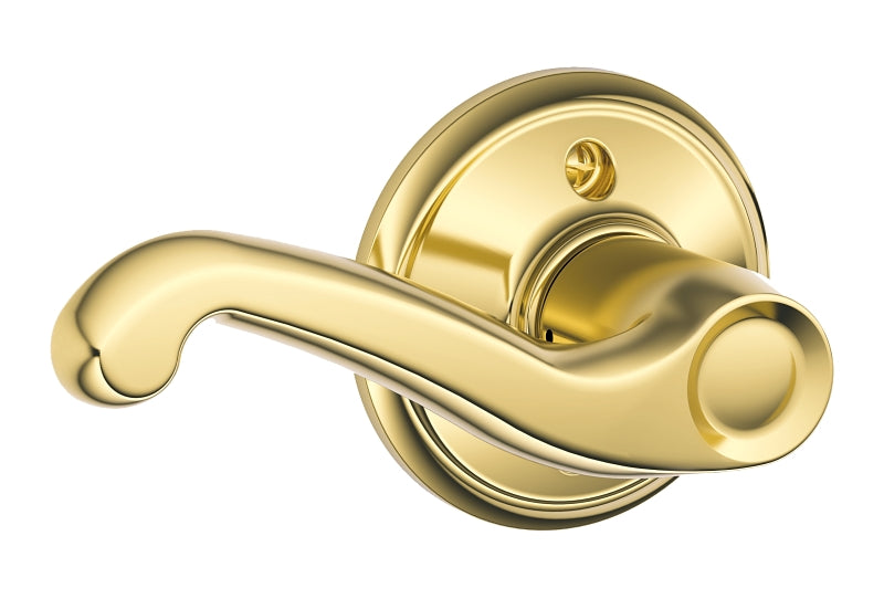 Schlage F Series F170 NV FLA 605 LH Left Hand Dummy Lever, Mechanical Lock, Bright Brass, Metal, Residential, Left Hand