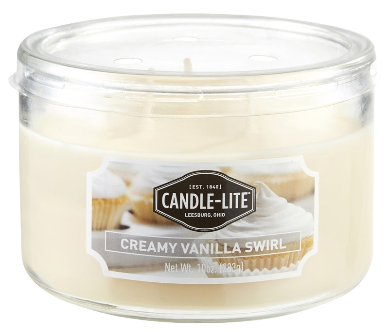Candle-Lite 1879553 Scented Candle, Creamy Vanilla Swirl Fragrance, Ivory Candle