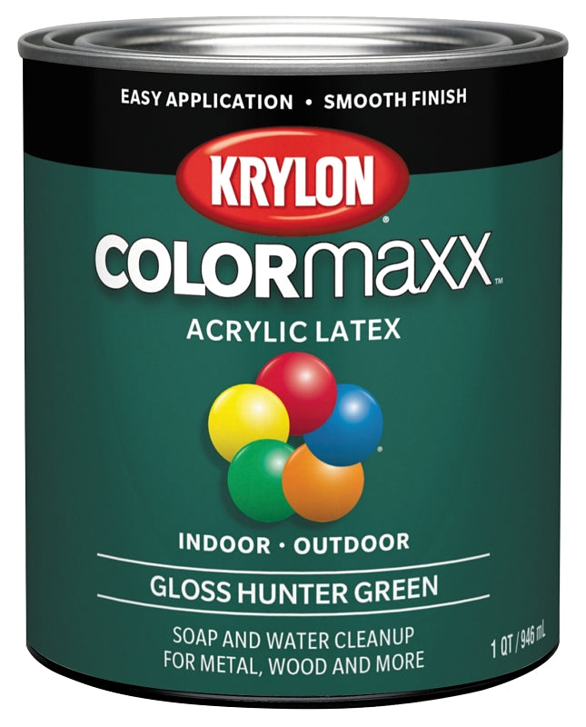 Krylon K05642007 Paint, Gloss, Hunter Green, 32 oz, 100 sq-ft Coverage Area