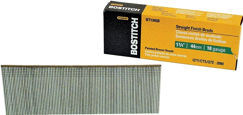 Bostitch BT1345B Nail, 1-3/4 in L, 18 Gauge, Steel, Coated, Brad Head, Smooth Shank, 1000/PK