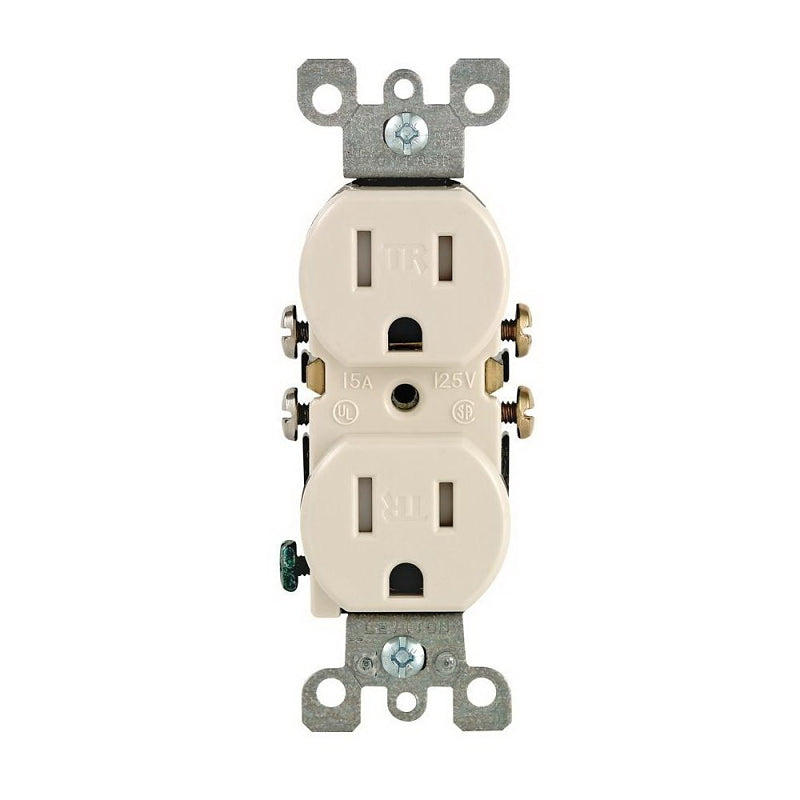 Leviton M26-T5320-TMP Duplex Receptacle, 2 -Pole, 15 A, 125 V, Push-In, Side Wiring, NEMA: 5-15R, Light Almond