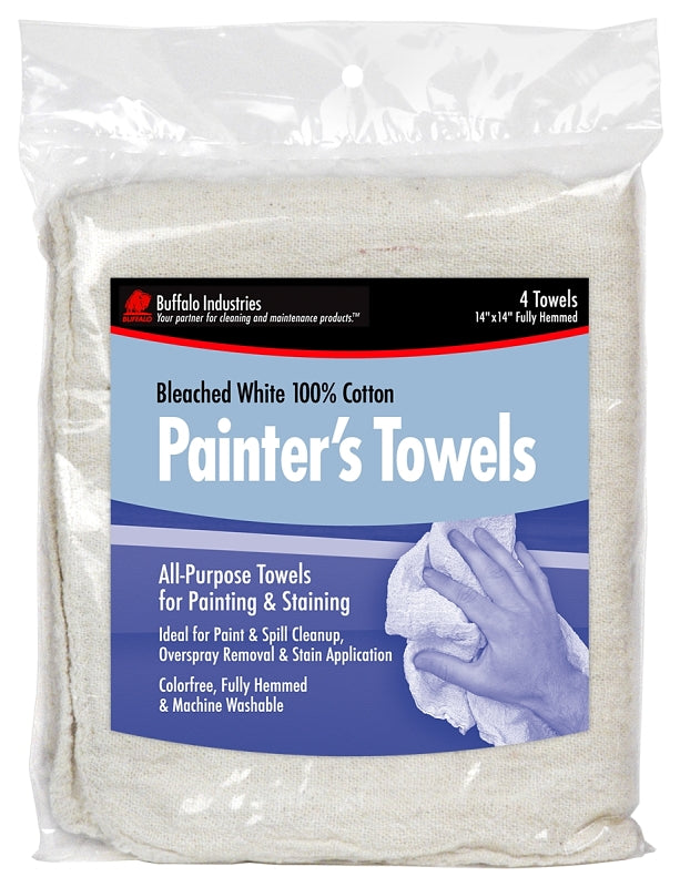 Buffalo 62002C Painter's Towel, 13 x 14 in, Cotton, White