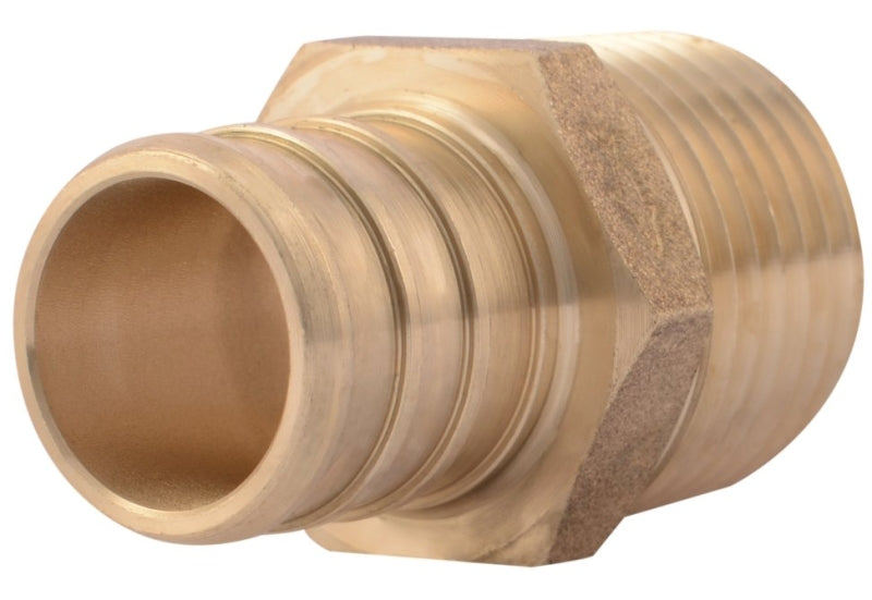 SharkBite UC138LFA Pipe Connector, 3/4 x 1/2 in, Barb x MNPT, Brass, 160 psi Pressure