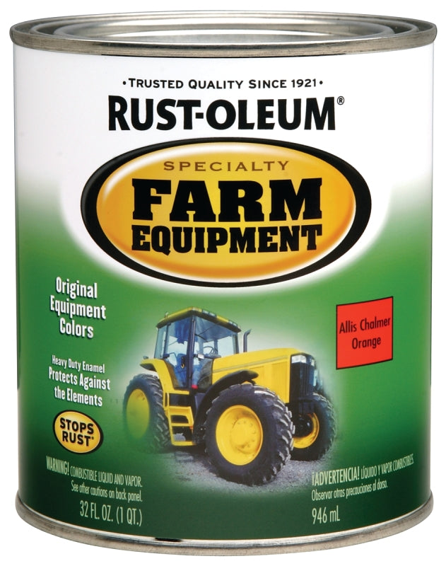 RUST-OLEUM SPECIALTY 7458502 Farm Equipment Enamel, Allis Chalmers Orange, 1 qt Can