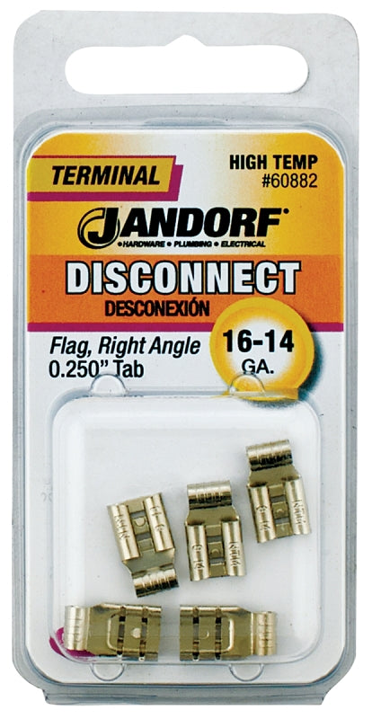 Jandorf 60882 Disconnect Terminal, 16 to 14 AWG Wire, Copper Contact, 5/PK