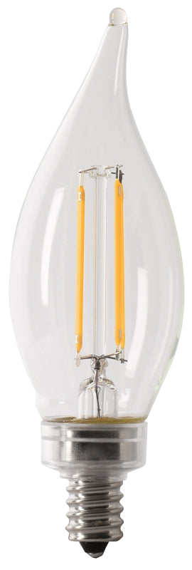 Feit Electric CFC40/927CA/FIL/6 LED Bulb, Decorative, Flame Tip Lamp, 40 W Equivalent, E12 Lamp Base, Dimmable