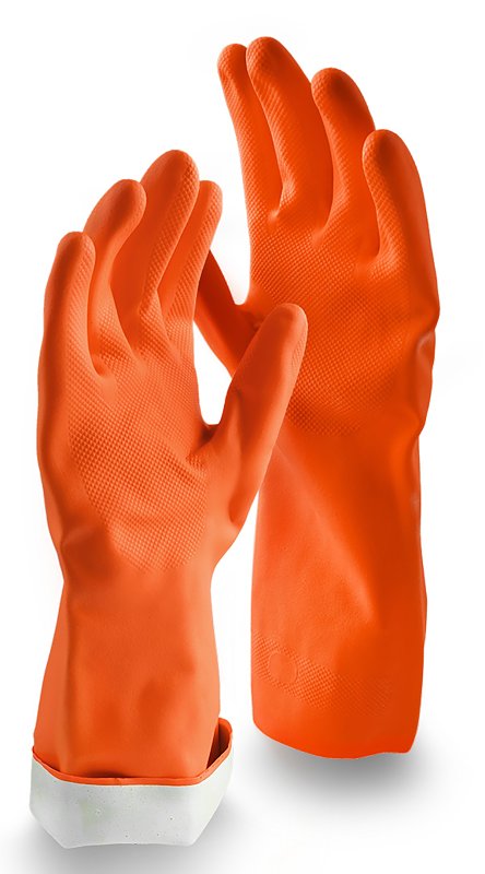 Libman 1324 Premium Reusable Gloves, M, 13 in L, Latex, Orange