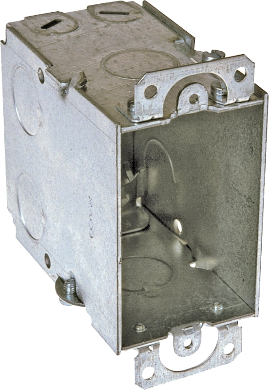 Raco 8601 Switch Box, 1-Gang, 1-Outlet, 7-Knockout, 1/2 in Knockout, Steel, Gray, Pre-Galvanized