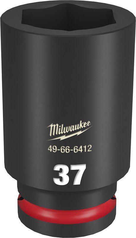 Milwaukee SHOCKWAVE Impact Duty Series 49-66-6412 Deep Impact Socket, 37 mm Socket, 3/4 in Drive, Square Drive, 6-Point