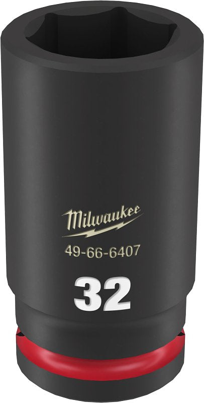 Milwaukee SHOCKWAVE Impact Duty Series 49-66-6407 Deep Impact Socket, 32 mm Socket, 3/4 in Drive, Square Drive, 6-Point