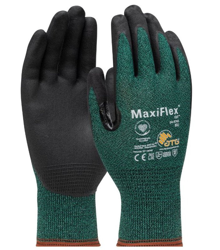 Boss MaxiFlex Cut 34-8743T/M Seamless Knit Coated Gloves, M, Reinforced Thumb, Knit Wrist Cuff, Nitrile Coating