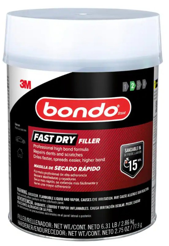 Bondo FD-GAL-ES Fast Dry Filler, Solid, Red, 6.31 lb