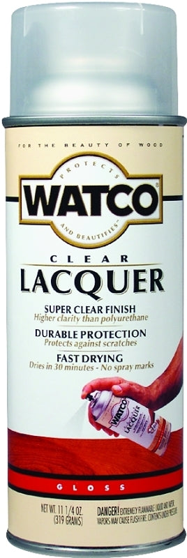 WATCO 63081 Lacquer Spray Paint, Gloss, Liquid, Clear, 11.25 oz, Aerosol Can
