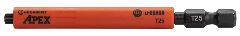 Crescent APEX u-GUARD CAUGB3BT25 Covered Impact Power Bit, T25 Drive, Torx Drive, 1/4 in Shank, Hex Shank, Steel