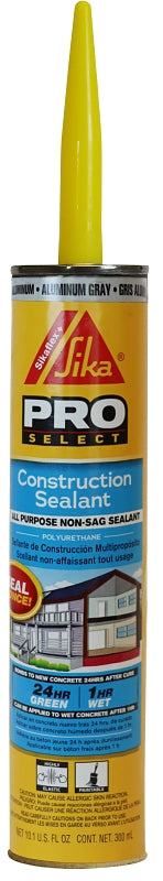 Sikaflex 654546 Construction Sealant, Aluminum Gray, 10.1 oz Cartridge