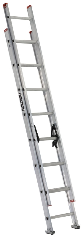 Louisville L-2324-16 Extension Ladder, 193 in H Reach, 200 lb, 1-1/2 in D Step, Aluminum