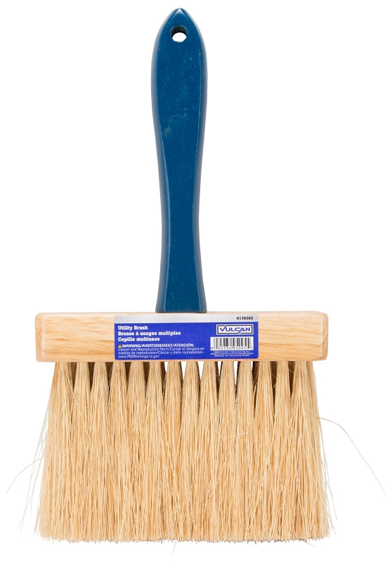 Vulcan Concrete Brush, 8.25 in W Brush, Tampico Bristle, Beige Bristle, Wood Handle