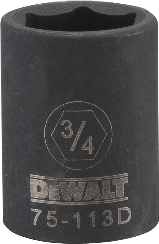 DeWALT DWMT75113OSP Deep Impact Socket, 3/4 in Socket, 1/2 in Drive, 6-Point, Steel, Black Oxide