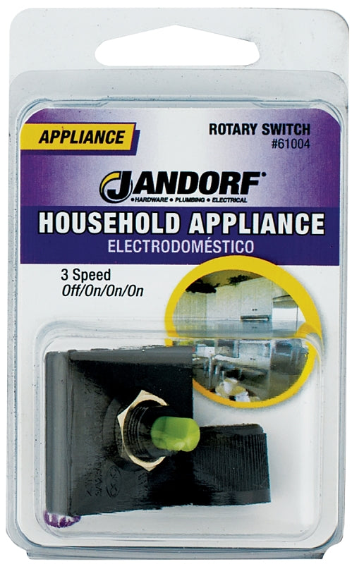 Jandorf 61004 Rotary Switch, 3 A, 125 V, TPST, Black
