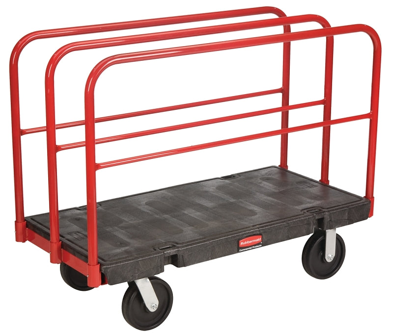 Rubbermaid FG 4468-00BLA Sheet and Panel Truck, 2000 lb, 48 in L Platform, 24 in W Platform, 4-Wheel, Swivel Wheel