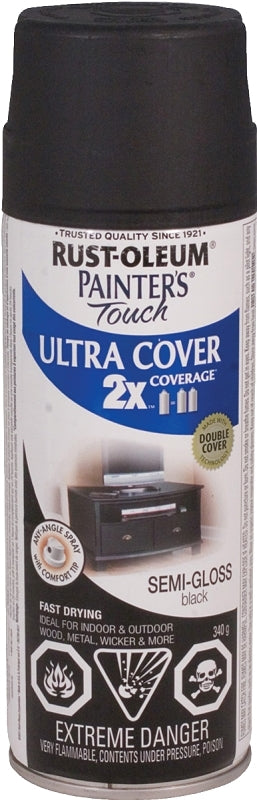 Rust-Oleum 262390 Spray Paint, Semi-Gloss, Black, 340 g, Can