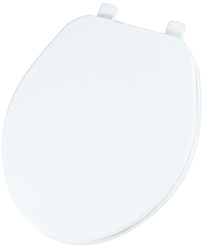 Mayfair 92B-000 Toilet Seat, Round, Plastic, White, Top-Tite Hinge