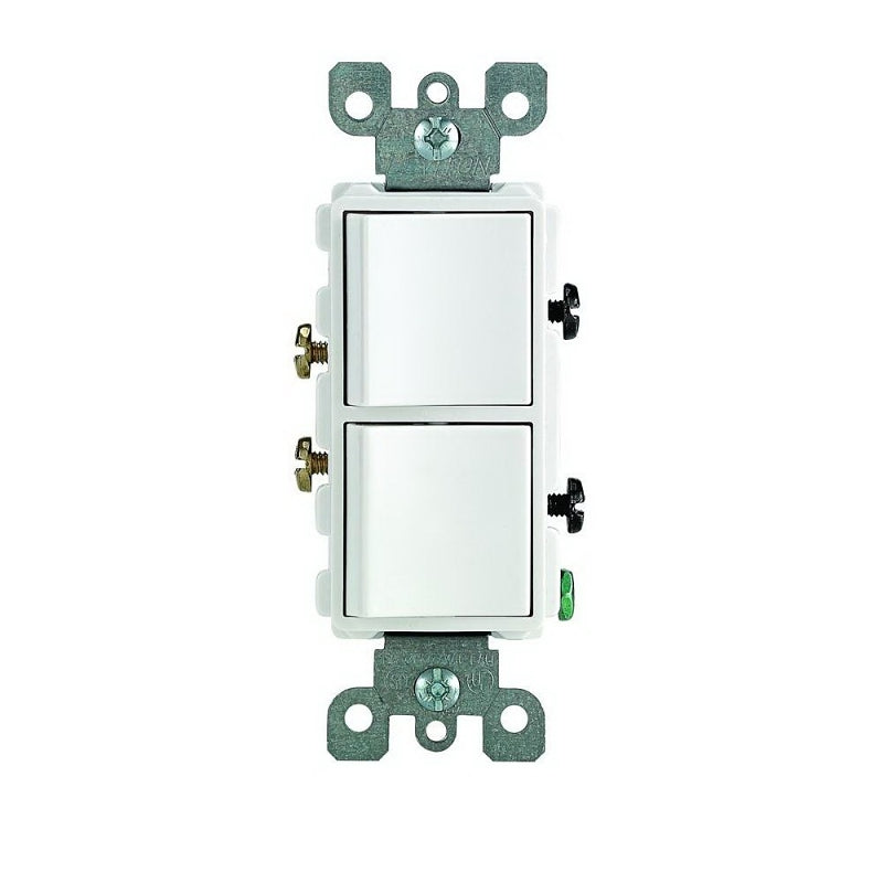 Leviton R62-05634-0WS Combination Switch, 15 A, 120/277 V, SPST, Lead Wire Terminal, Thermoplastic Housing Material