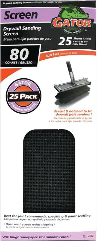 Gator 3304 Sandscreen, 11 in L, 4-3/8 in W, 80 Grit, Gator, Silicon Carbide Abrasive