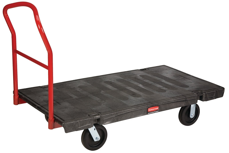 Rubbermaid FG446600 BLA Platform Truck, 2000 lb, 60 in L Platform, 30 in W Platform, 4-Wheel, Swivel Wheel, HDPE