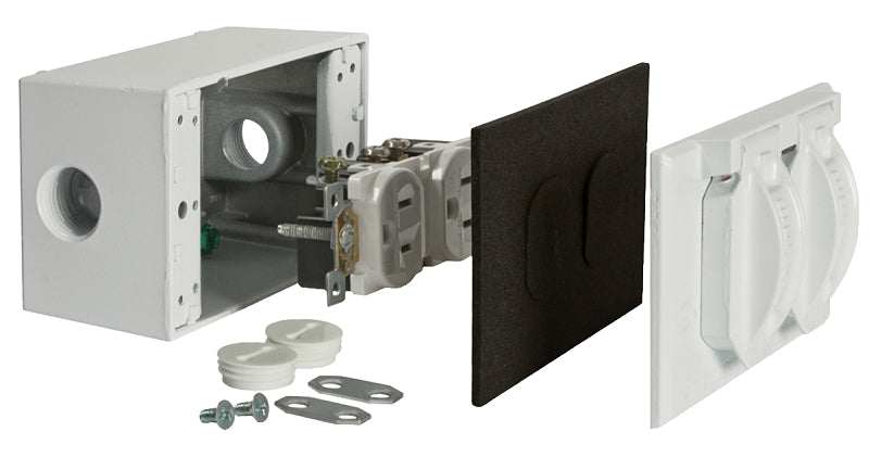 Hubbell 5839-6CN Weatherproof Flip Cover Kit, 2.813 in W, 2.656 in D, 4.563 in H, NEMA 3R, Aluminum, Gray