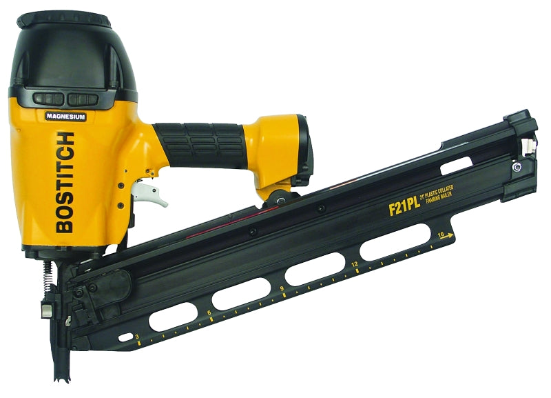 Bostitch F21PL Framing Nailer, 60 Magazine, 21 deg Collation, Plastic Strip Collation, 0.075 cfm/Shot Air