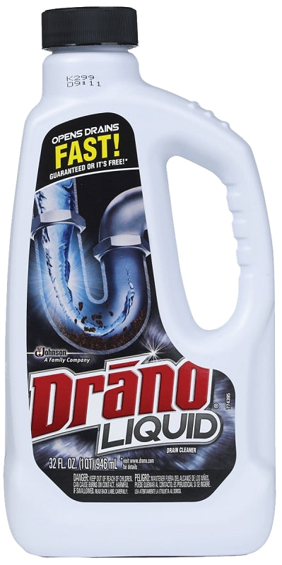 Drano 116 Clog Remover, Liquid, Natural, Bleach, 32 oz Bottle