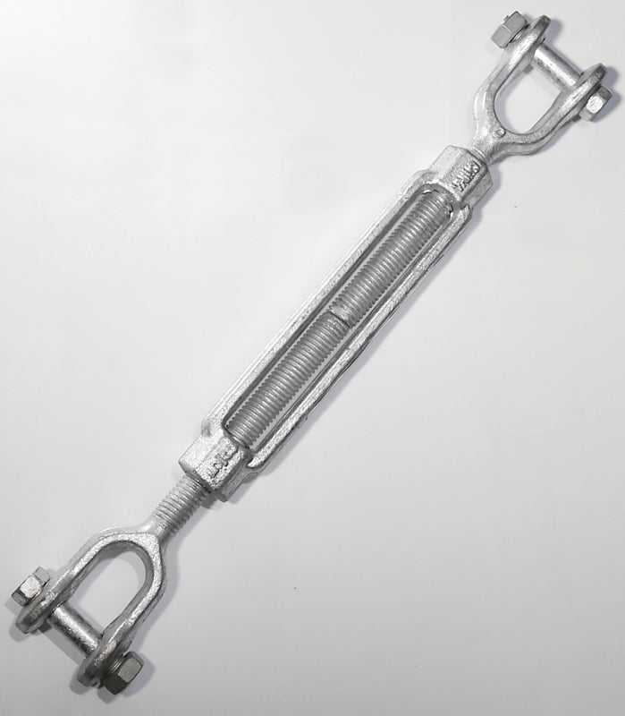 BARON 19-5/8X12 Turnbuckle, 3500 lb Working Load, 5/8 in Thread, Jaw, Jaw, 12 in L Take-Up, Galvanized Steel