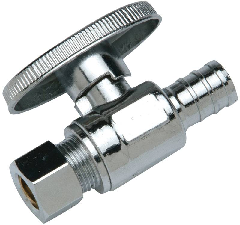 Apollo APXVS1238C Stop Valve, 1/2 x 3/8 in Connection, PEX Barb x Compression, Brass Body