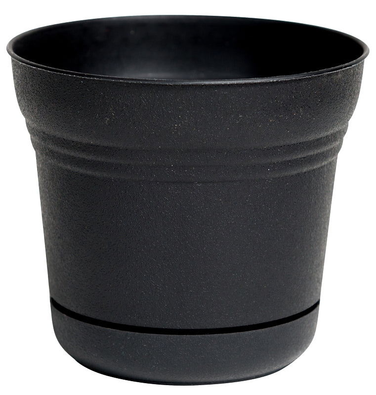 Bloem SP1200 Planter, 12.3 in Dia, 10.8 in H, Round, Plastic, Black, Matte