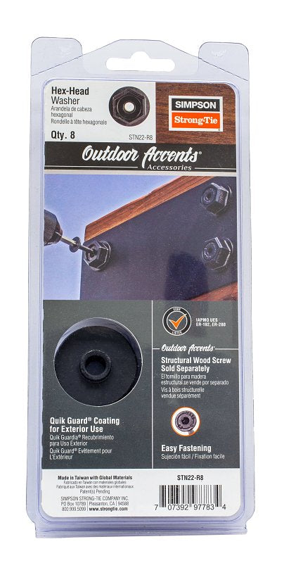 Simpson Strong-Tie Outdoor Accents STN22R8 Hex Head Washer, Black, Powder-Coated