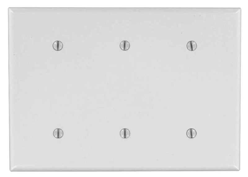 Leviton 88035 Blank Wallplate, 4-1/2 in L, 6.38 in W, 0.22 in Thick, 3 -Gang, Thermoset Plastic, White