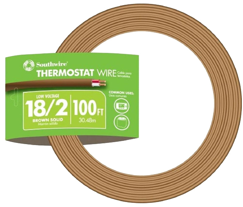 Southwire SIMpull 64162104 Thermostat Wire, 18 AWG Wire, 2 -Conductor, 100 ft L, Copper Conductor, PVC Sheath