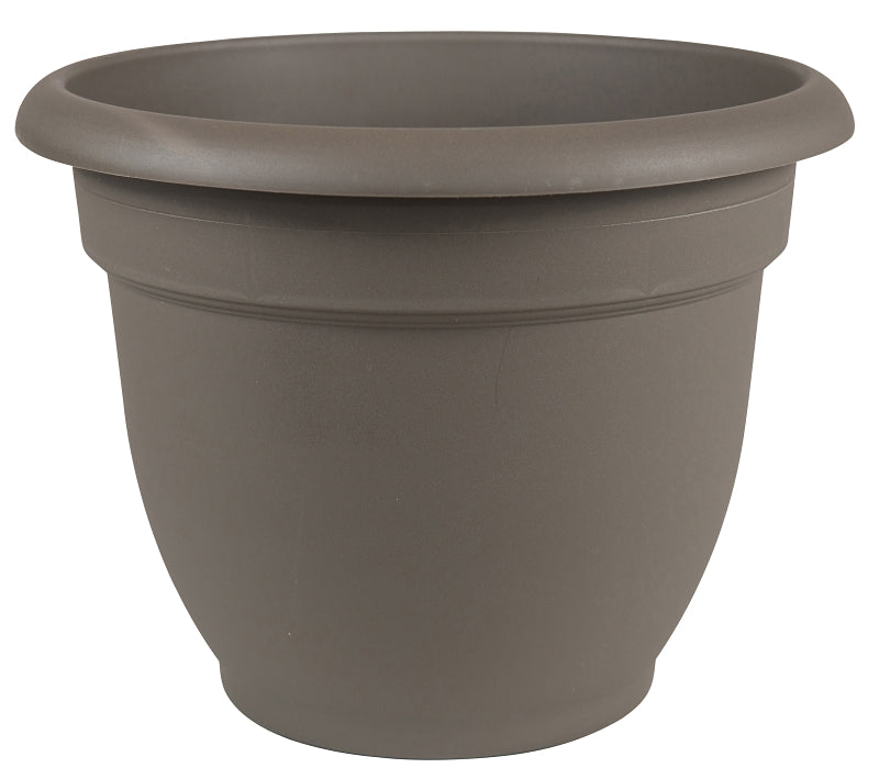 Bloem AP0660 Planter, 6 in Dia, 5.1 in H, 6-1/2 in W, Round, Plastic, Peppercorn