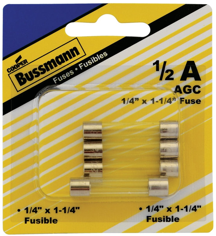 Bussmann BP/AGC-1/2-RP Tube Fuse, 250 V, 0.5 A, 35 A, 10 kA Interrupt