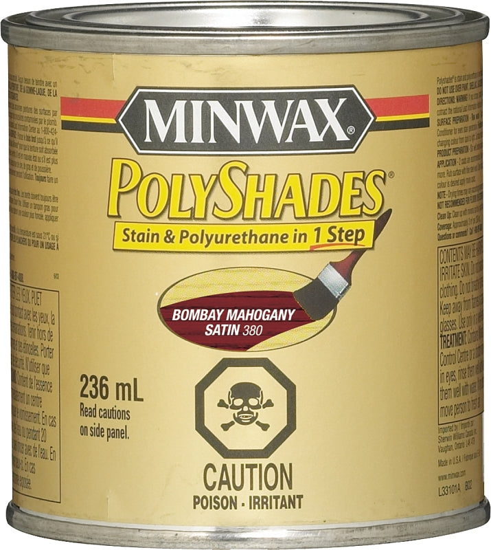 Minwax 33801 Polyshades, Satin, Liquid, Bombay Mahogany, 236 mL