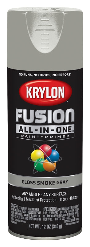 Krylon K02723007 Spray Paint, Gloss, Smoke Gray, 12 oz, Can