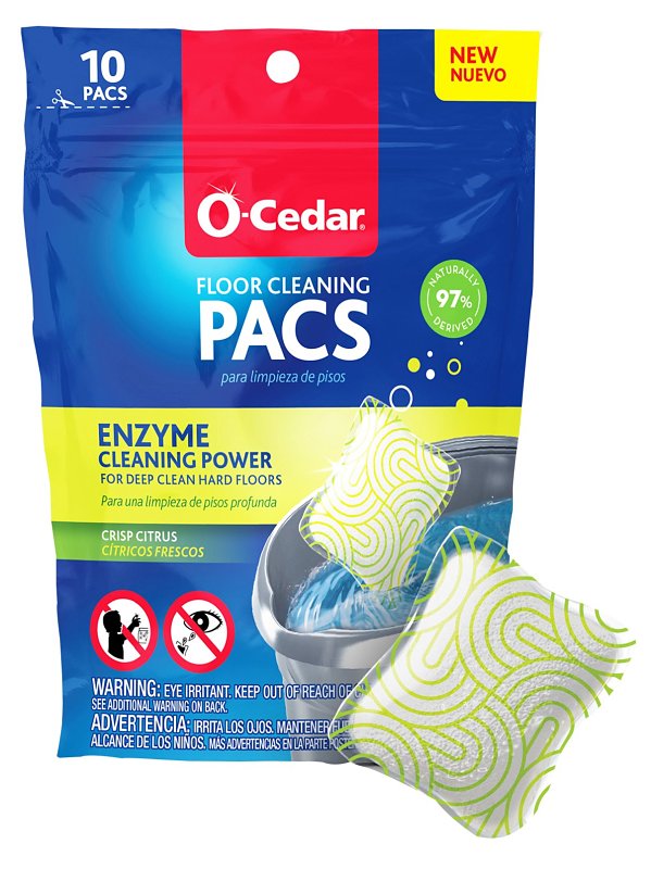 O-Cedar 172400 Hard Floor Cleaner PACS, 10 oz, Solid, Crisp Citrus, White