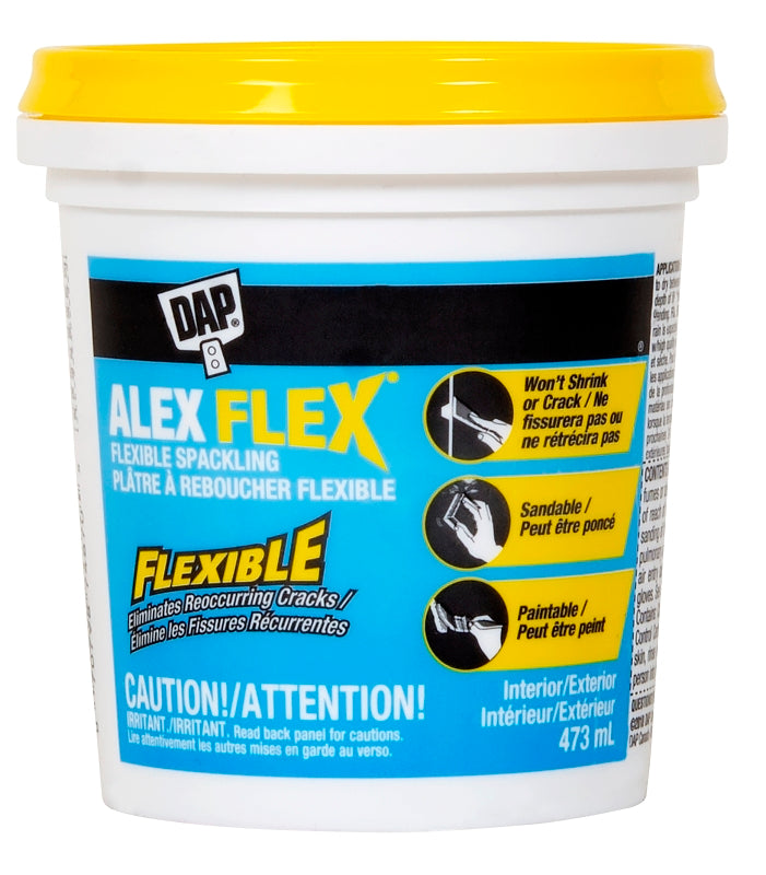 DAP ALEX FLEX 7079874870 Flexible Spackling, Off-White/White, 16 oz Tub