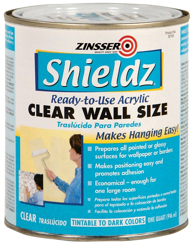 Zinsser 02104 Acrylic Wall Size, Clear, 1 qt, Gloss, Liquid