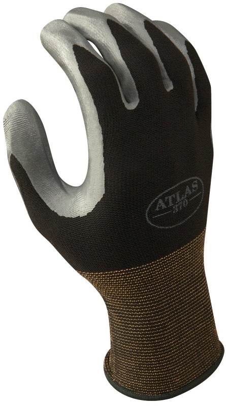 Showa 370BXL-09.RT Protective Gloves, XL, Knit Wrist Cuff, Nitrile, Black/Gray