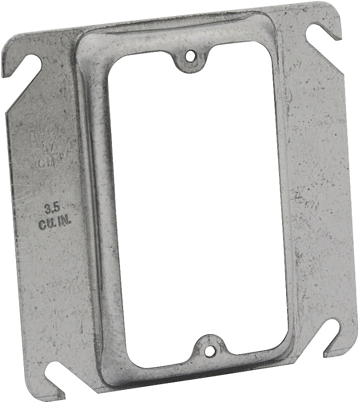 Raco 8772 Electrical Box Cover, 1/2 in L, 4 in W, Square, 1-Gang, Steel, Gray, Galvanized